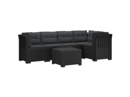 Vidaxl Sofá De Jardim De 5 Pessoas Com Almofadas Visual De Rattan Pp
