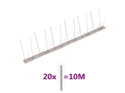 Vidaxl Conjunto 20 Picos Pássaros E Pombos 4 Filas 10m Aço Inoxidável