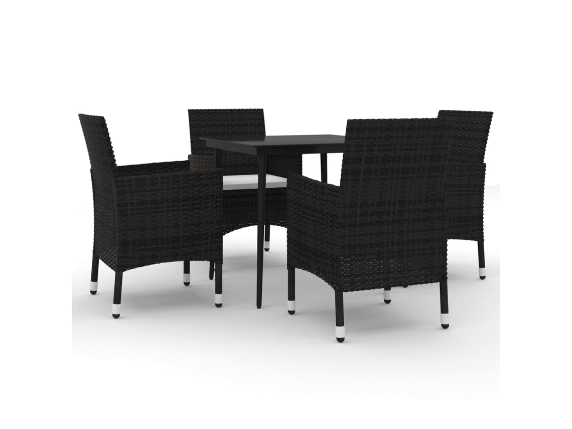Garden Dining Set, Garden Dining Sets Vidaxl Preto Rattan / Vime (80 Cm Table Length)