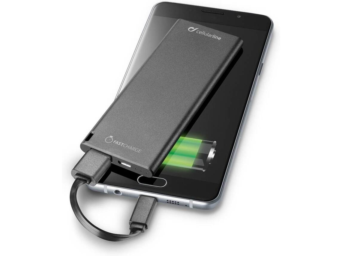 Powerbank CELLULARLINE Freepslim Ultra Slim (3000 mAh - 1 USB - 1 MicroUSB - Preto)