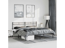 Vidaxl Estrutura De Cama Com Cabeceira 183x213 Cm Metal Preto