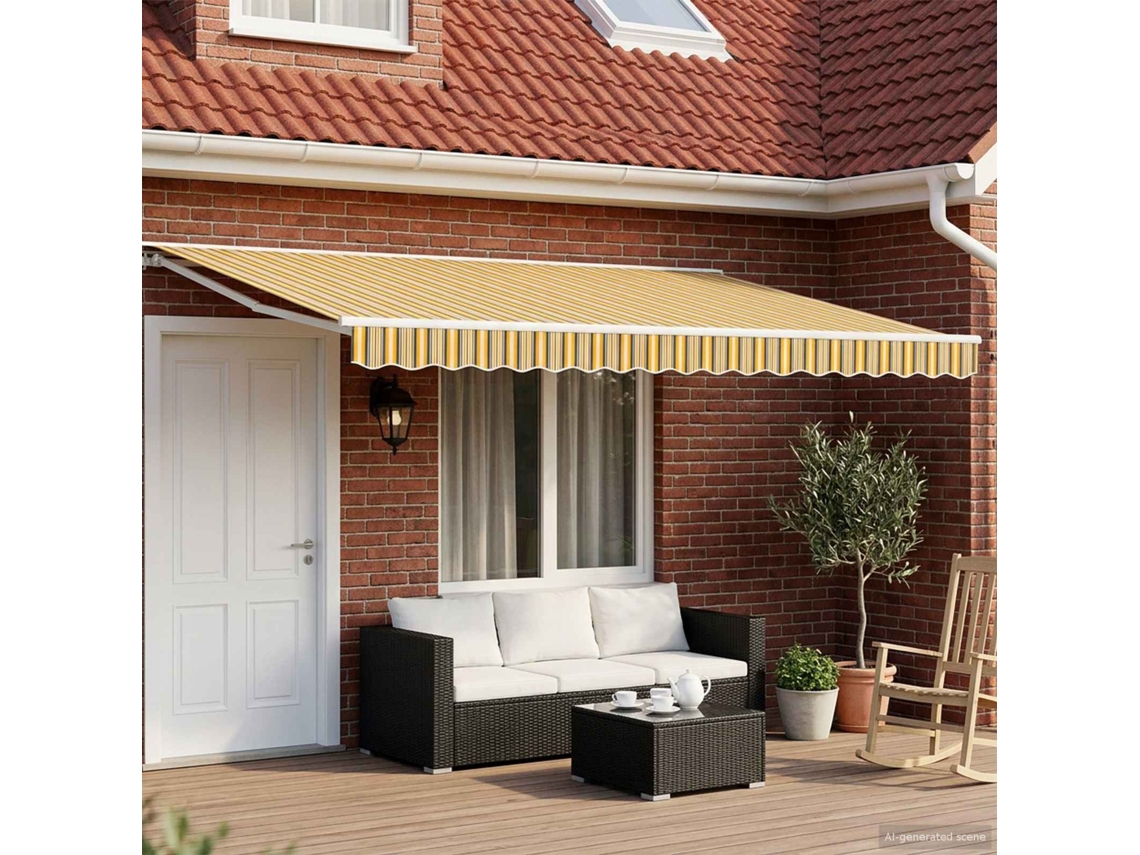 Vidaxl Estrutura De Toldo Manual Com Leds 5 X 3 M