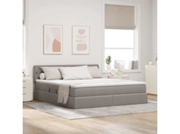 Vidaxl Cama de Armazenamento Led com Colchão Cinzento acastanhado