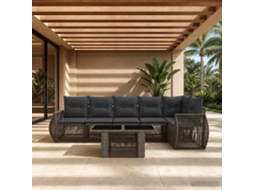 Vidaxl Conjunto De Sofá De Jardim 7 Unid. Cinza E Cinza Escuro Vime Pe