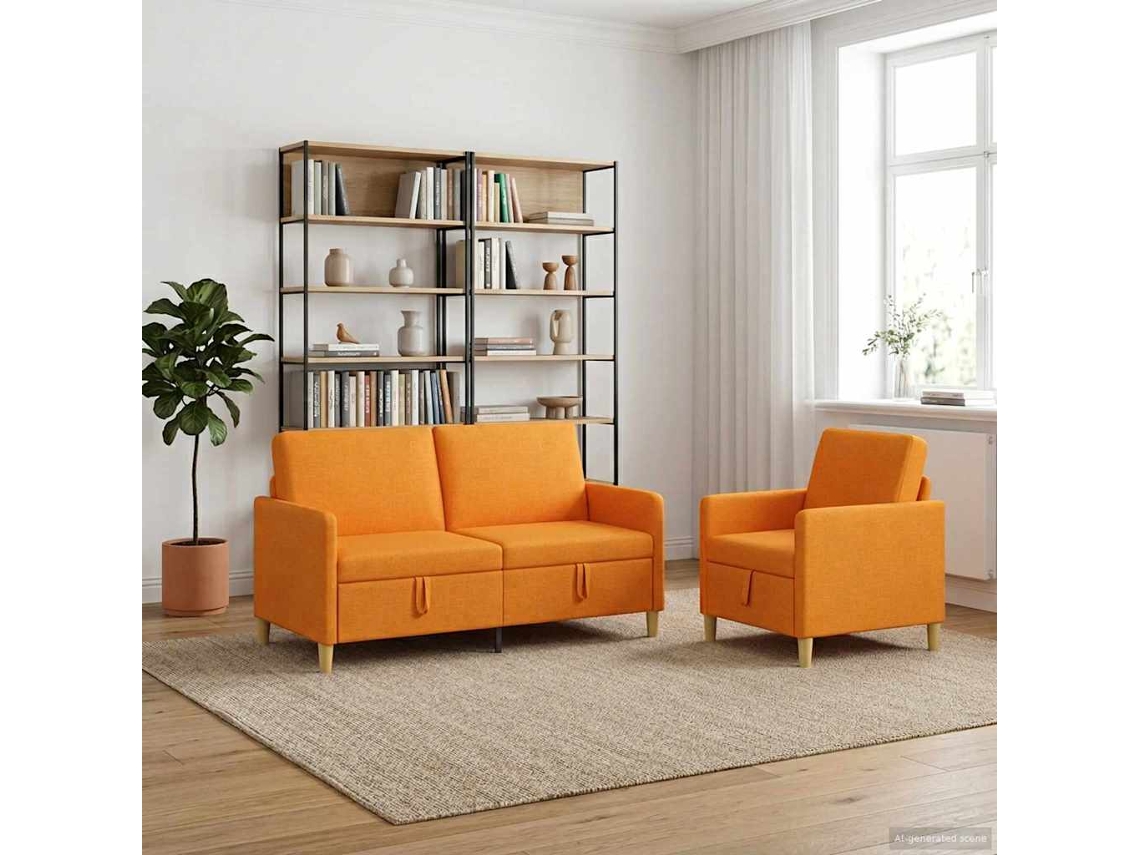 Vidaxl Conjunto De Sofá Com Armazenamento 2 Unid. Amarelo Escuro