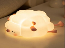 Luminária Noturna Lurelia em formato de Ovelha, feita de silicone livre de BPA, recarregável via USB, com sensor de toque e brilho ajustável, ideal para bebês e crianças, perfeita para cabeceira de cama.