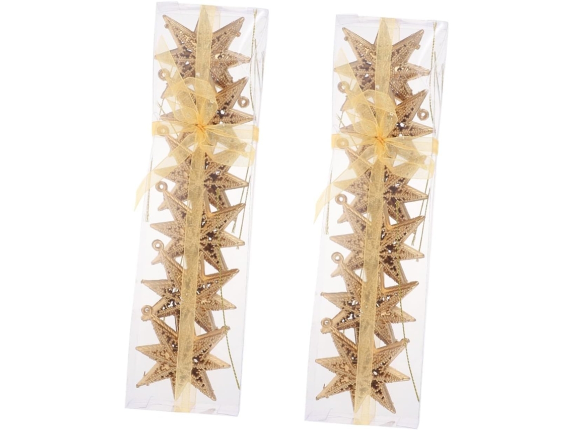 Kit De 12 Pingentes De Estrela De Plástico Dourado Para Festas Internas E Externas.