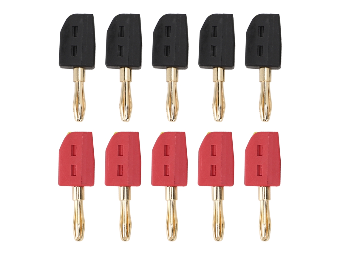 10 Plugues Banana Primerox 4mm 32a Latão Dourado Sem Solda Conector Rápido