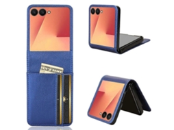 Capa De Couro Pu Tkdaddy Para Samsung Galaxy Z Flip7 5g Suporte Para Cartão De Pc, Capa Para Celular Azul
