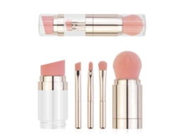 Conjunto De Pincéis De Maquiagem, 5 Em 1, Para Base, Pó, Blush, Sombra E Corretivo, Pincel Multifuncional Para Cosméticos Heytea Everley891 (dourado)