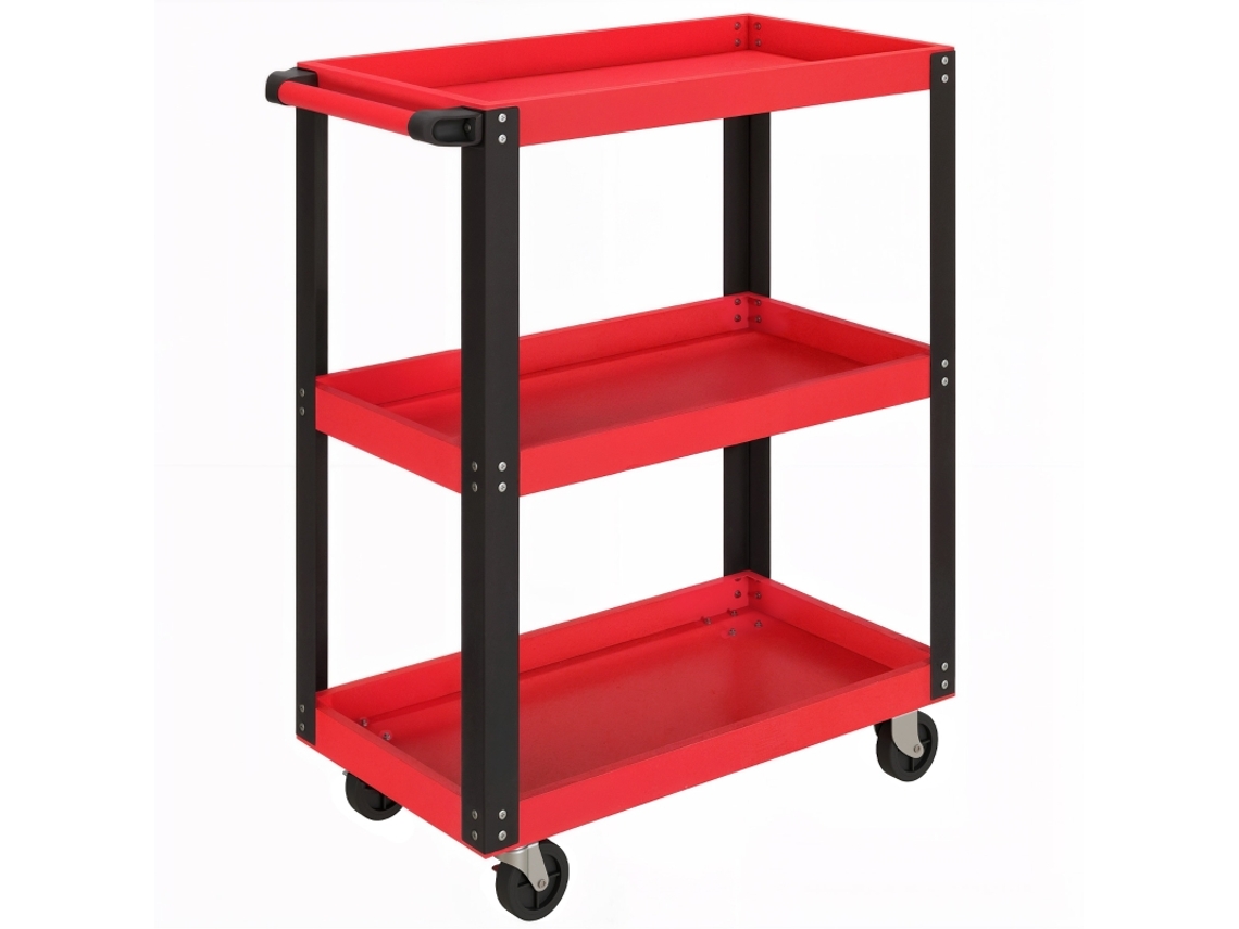 Carrinho Ferramentas 3 Níveis 120kg Rodas Alça Vermelho
