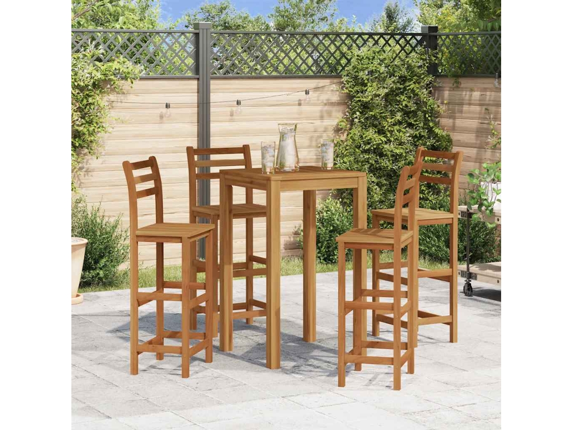 Vidaxl Bancos De Bar 4 Pcs Madeira De Acácia Maciça