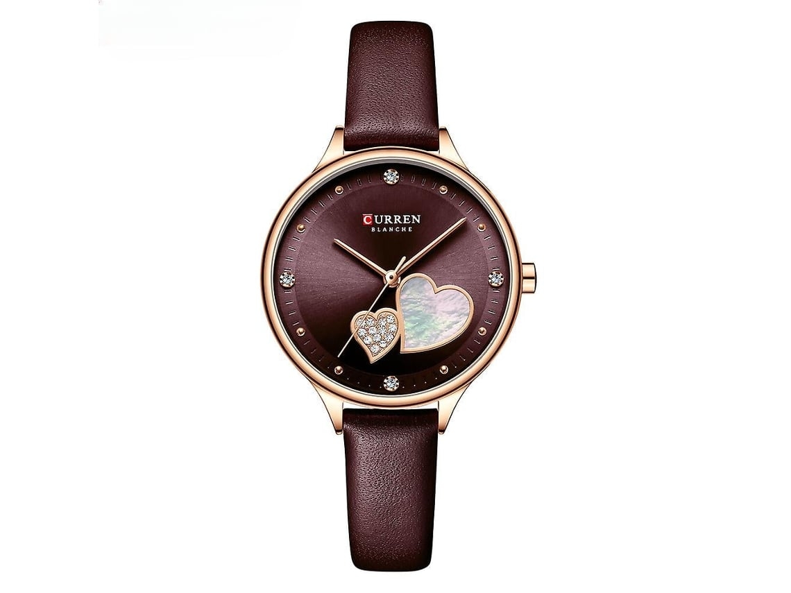 Relógios de Moda Feminina Pulseira de Couro Relógio de Quartzo À Prova DÁgua para Mulheres-Rosa Shell Roxo