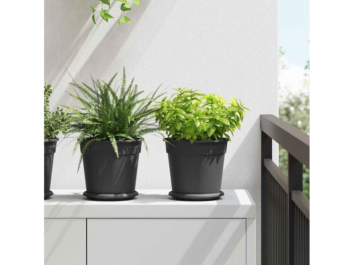 Vidaxl Vasos De Plantas 24 Unid. Preto Plástico