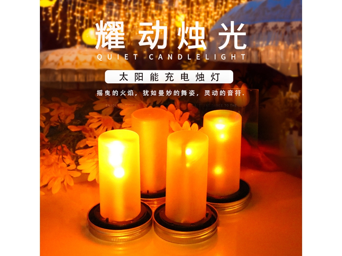 2026 4 Tampas de Tarro Solar Led com Luz Simulada de Chama Piscante para Decoração de Jardim, Casamento, Pátio e Lar