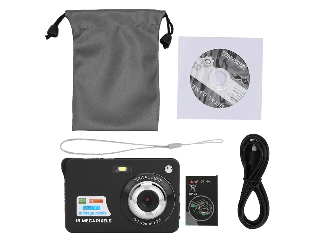 Câmera Digital Cartão 8x Zoom 5 Mp Tela Lcd 2,7 Polegadas Microfone Integrado Suporte Até 32gb (preto)