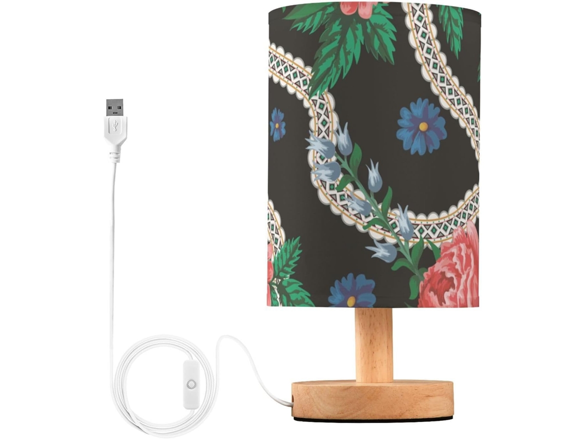 Abajures abstratos Frodotgv em vermelho e marrom, abajures pequenos com USB, luminárias de mesa para crianças
