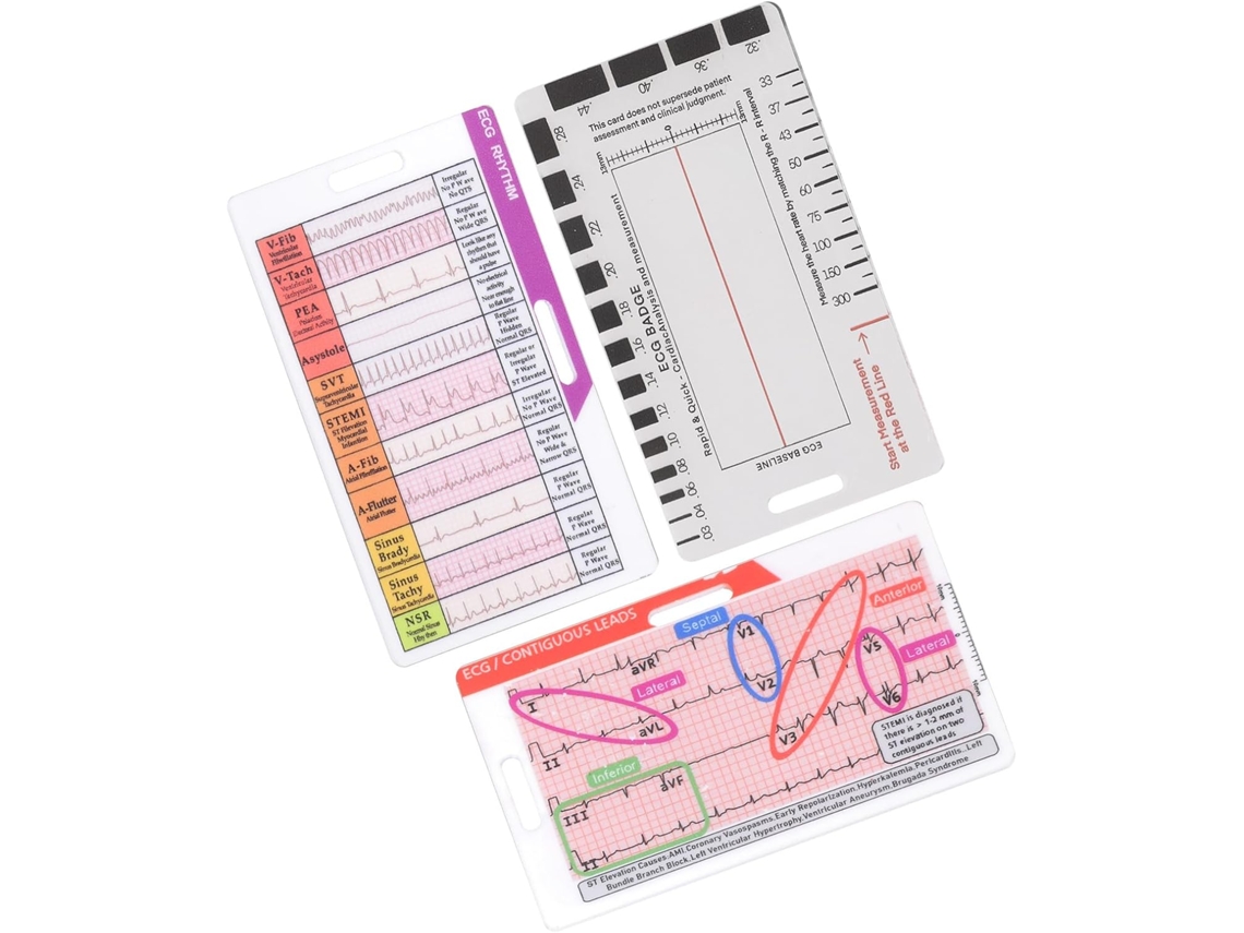 Guia portátil de 7 etapas para interpretação de ECG, bolsa de ferramentas de referência rápida para avaliação da saúde.