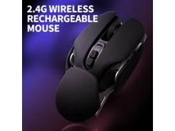 Rato Sem Fio Ergonômico Para Escritório 2.4g Com 3 Velocidades Ajustáveis, Óptico, Plug And Play, Preto