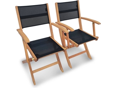 Conjunto de 2 Cadeiras de Jardim ALICE'S GARDEN Almeria (Preto - 71 x 84 x 86 cm)