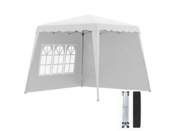 Tenda Dobrável com 2 Paredes Laterais Pavilhão de Jardim do Gazebo Altura Ajustável Uv50+ Proteção Branca Ge