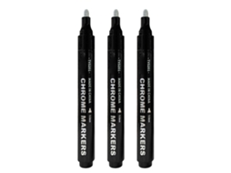 3pack Canetas de Tinta Cromo Prata com Pontas 0.7mm+1mm+3mm para Projetos Diy Arte Superfícies Plástico Vidro Metal