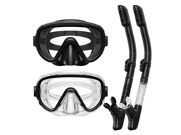 Set Máscara Snorkel Antiembaciada Czhhmart Com Tubo Seco, 2 Pacotes. Preto - Transparente