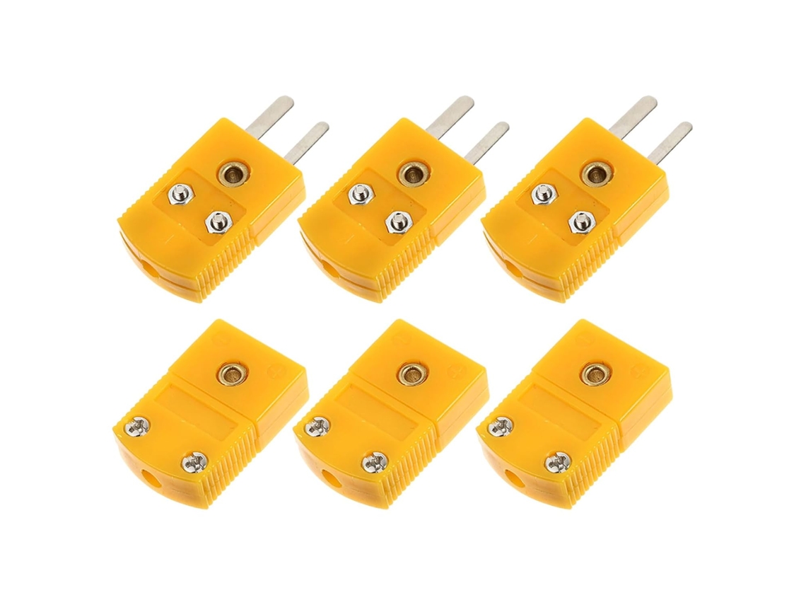 Conjunto De 6 Termopares Tipo K Macho E Fêmea Com Adaptadores De Abs Estáveis.