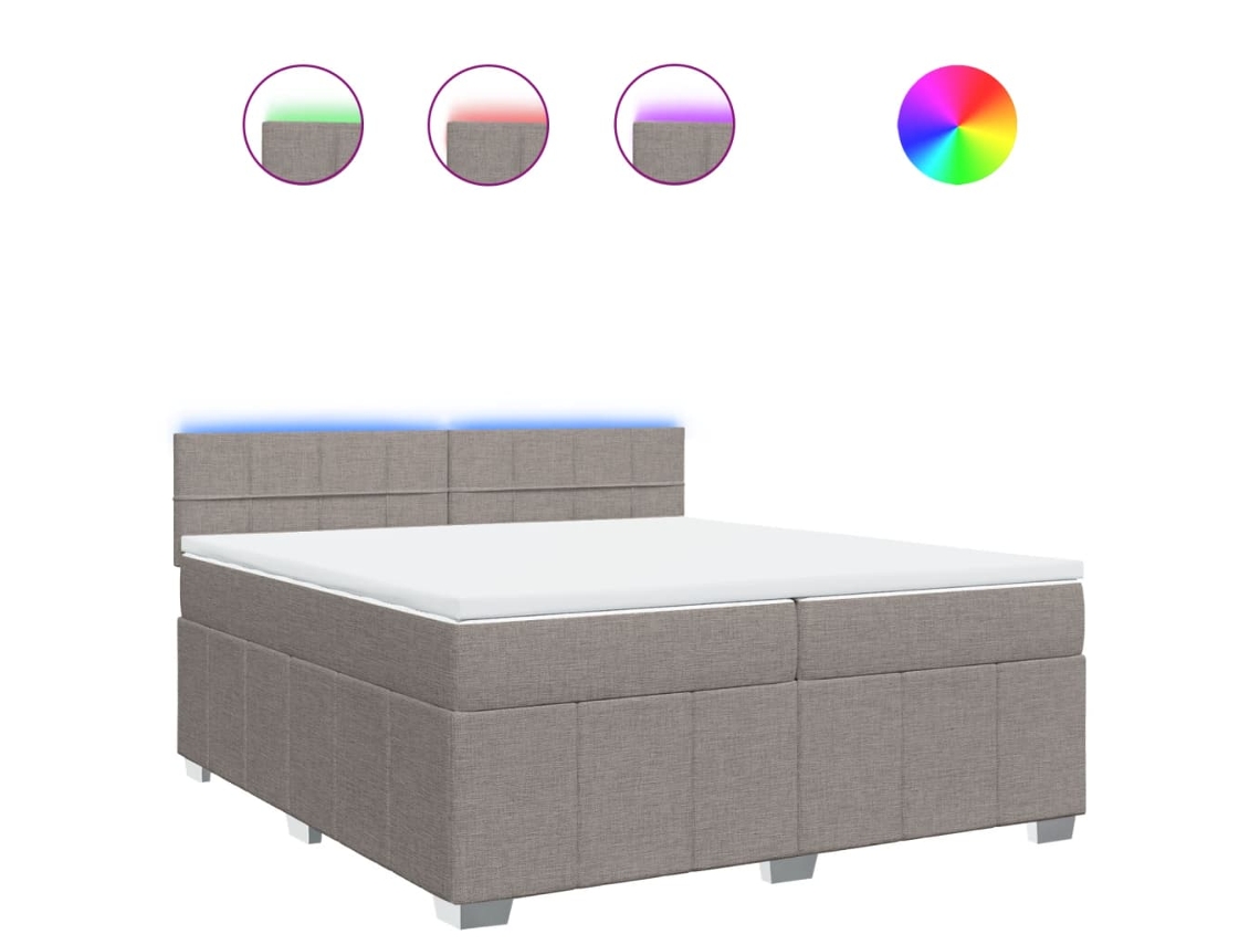 Box Spring Bed, Box Spring Beds Vidaxl Cinzento-acastanhado Tecido (200 X 200 Cm)