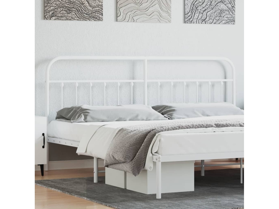 Vidaxl Cabeceira De Substituição 200 Cm Metal Branco