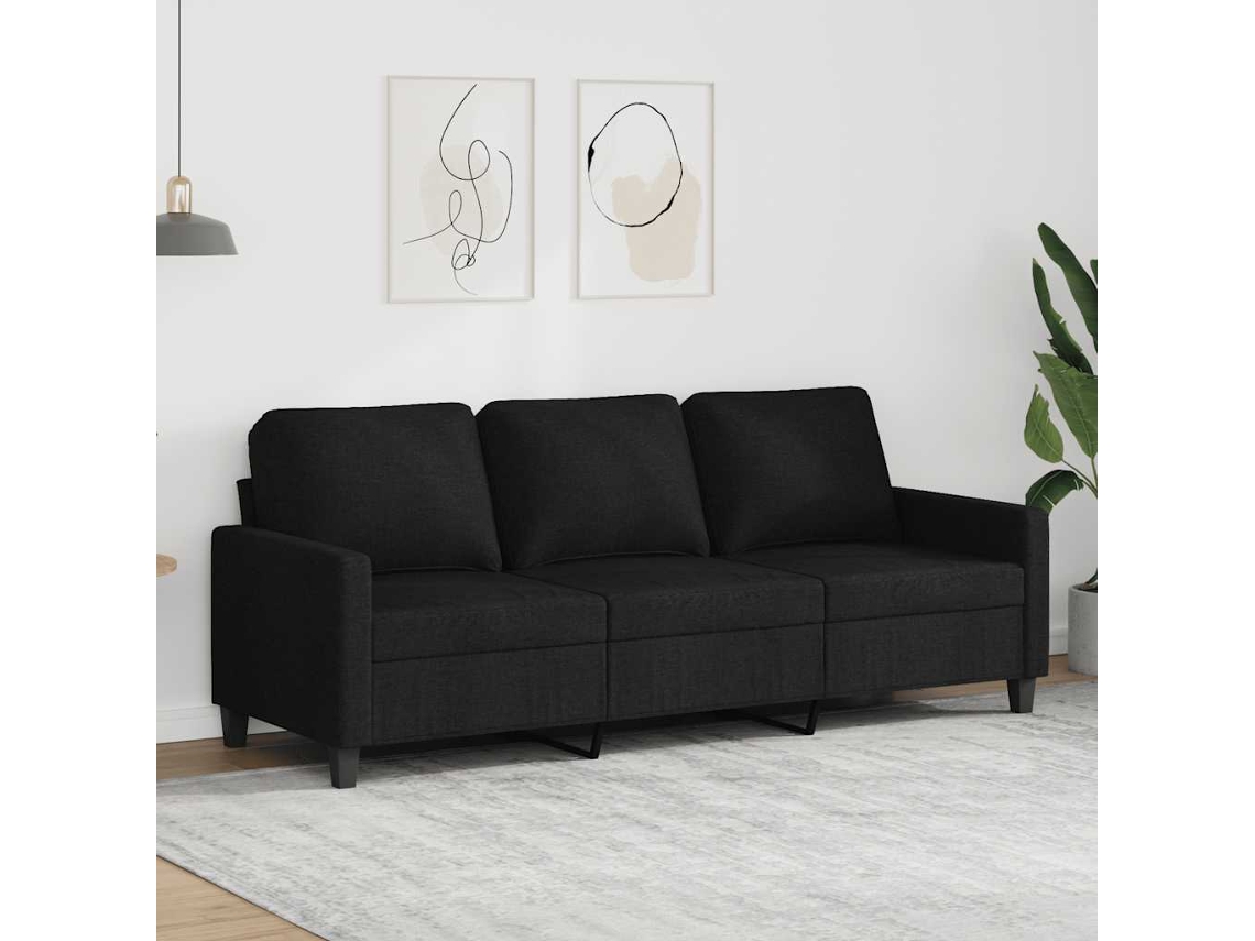 Vidaxl Sofá De 3 Lugares Tecido 180 Cm Preto