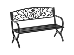 Banco de Jardim Ferro cor Negro 127x60x85 cm OUTSUNNY