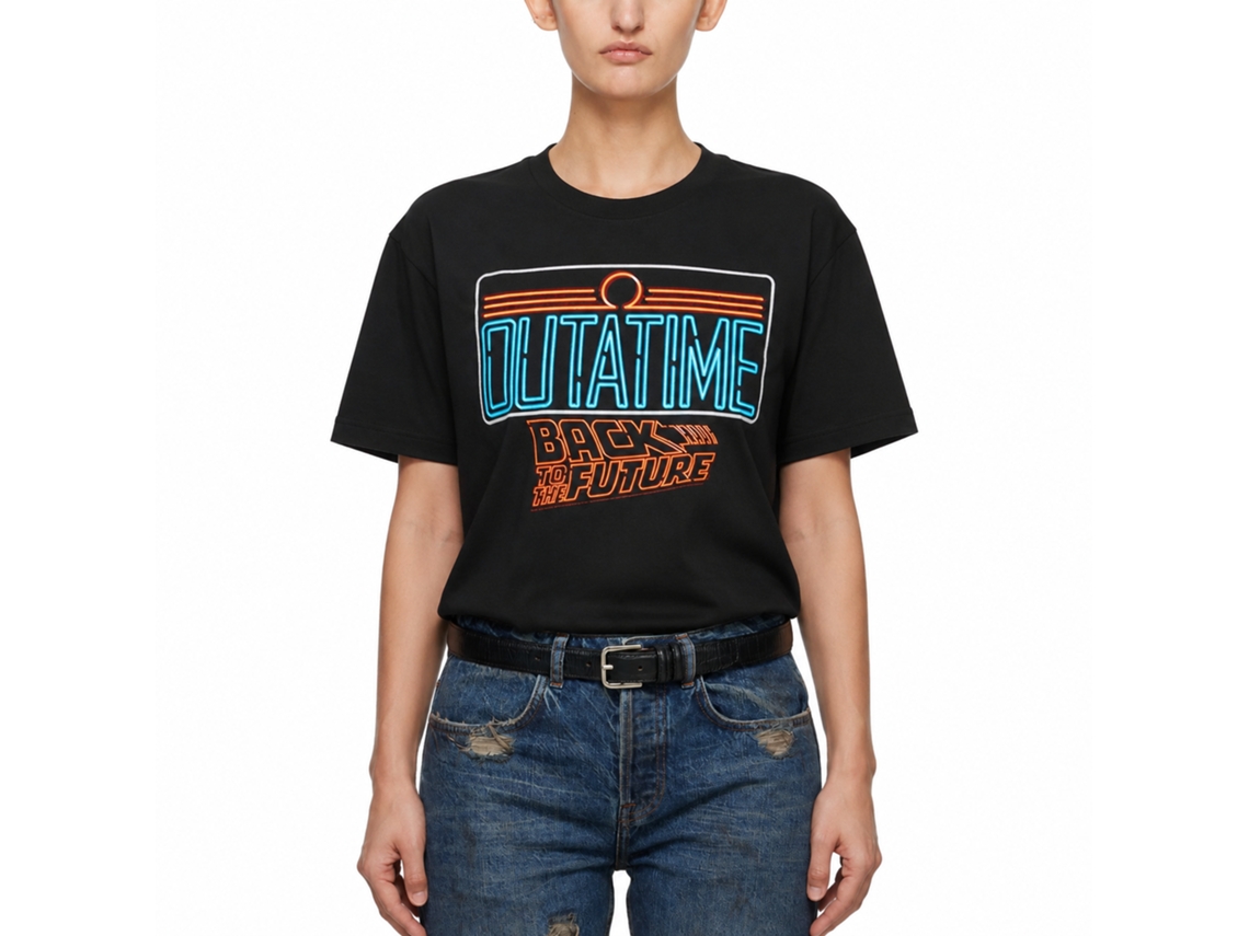 Rockinstone Back To The Future Movie Neon Black Adult T-shirt Size:xxxl