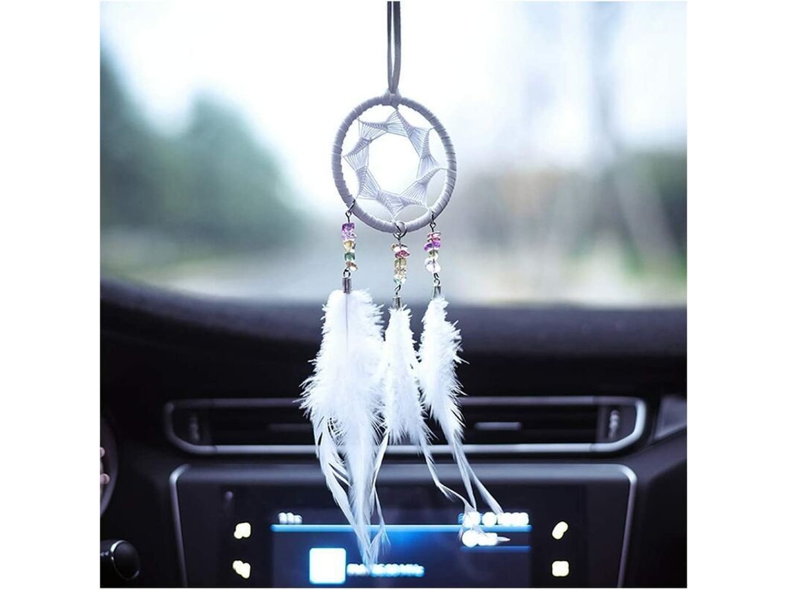 Amuleto de Sonhos Nova Line Mini Artesanal com Penas para Carro Parede Casa Decoração S/MARCA