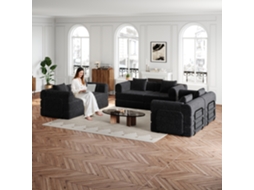 design Patenteado Sofá-cama 2 Em 1 Em Chenille Com Compartimento No Braço, Três Estruturas Metálicas E Múltiplas Opções De Configuração.