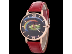 Reloj De Pulsera De Aleación Con Dial Redondo Analógico De Cuarzo Para Mujer Y Hombre (rojo)