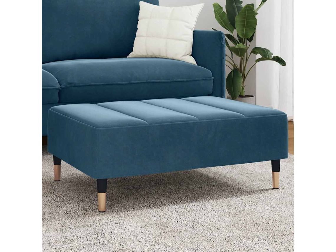 Vidaxl Apoio De Pés 77x55x31 Cm Veludo Azul