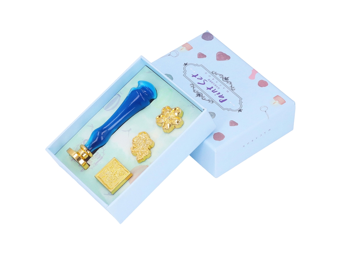 Sello De Cera 4 Sellos Diseño Clásico Retro Patrón Claro Kit De Sellos De Cera Azul Estrella