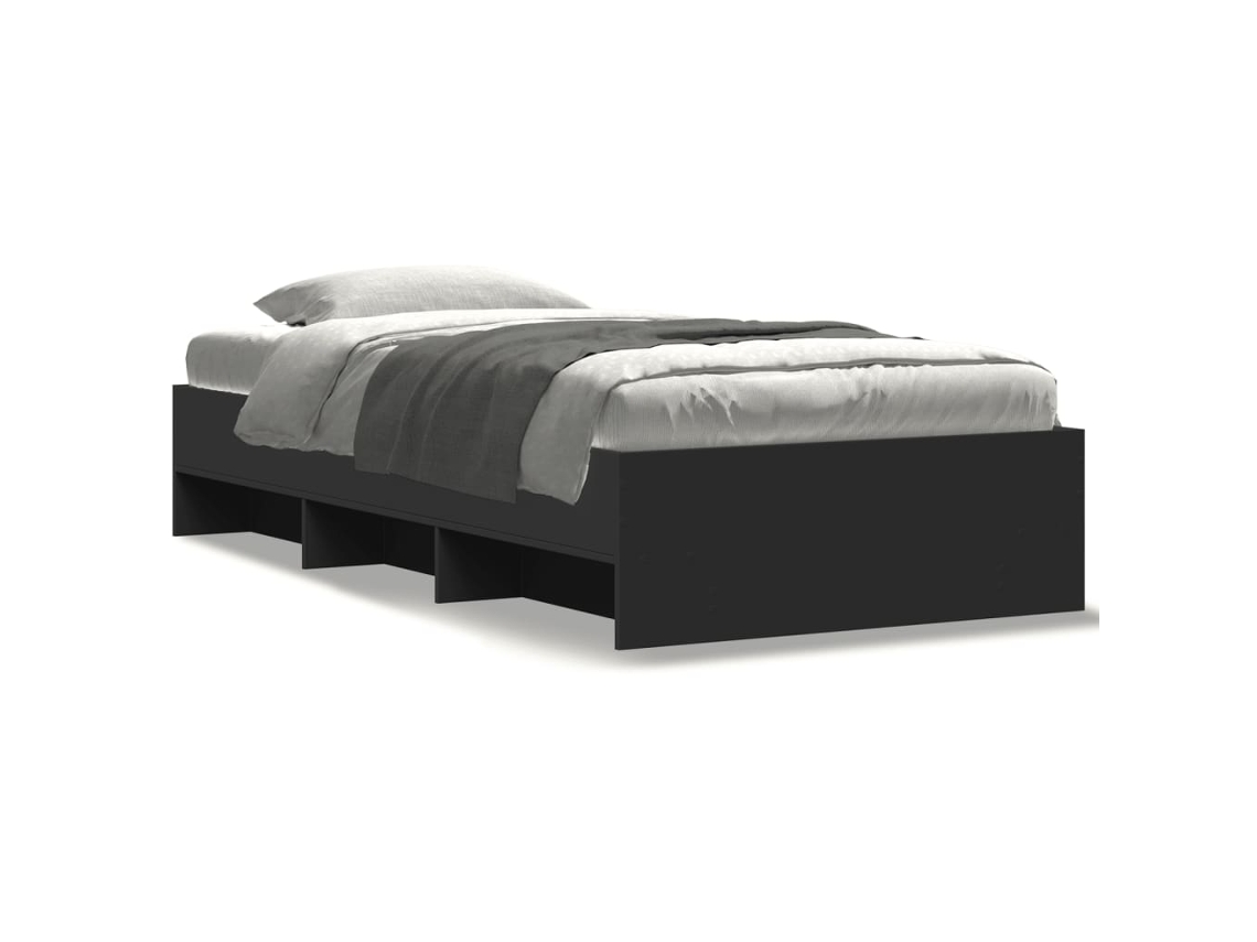 Estrutura de Cama MAISON EXCLUSIVE Derivados de Madeira Preto (90x190 cm)