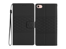 Capa De Couro Com Padrão Losango Para Iphone 16e, Capa Flip Horizontal Preta