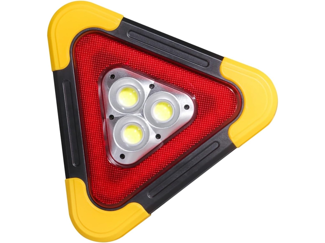 Triângulo De Segurança Led Grande Mikikit, Abs Vermelho Refletivo, Luz De Advertência Emergência Portátil Para Carros E
