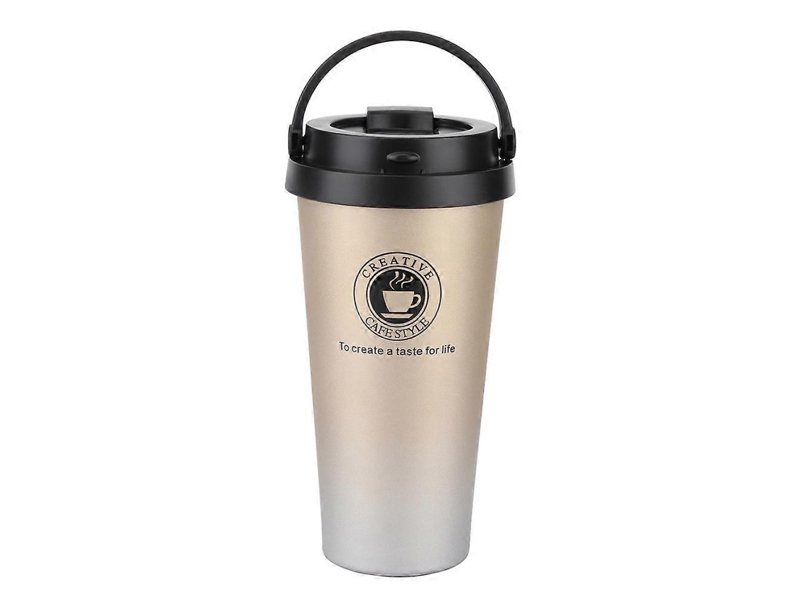 Caneca Térmica De Viagem De 500ml Com Isolamento A Vácuo, Na Cor Dourada Fosca, Com Tampa Removível.