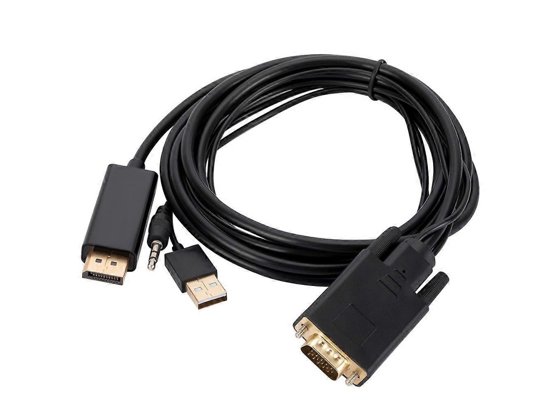 Lurelia Cabo Vga Para Displayport, 1080p, 1.8 M, Com Áudio, Vermelho