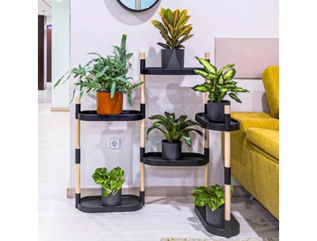 Estante Citysens Para Plantas, Cor Preta, Com 6 Bandejas.