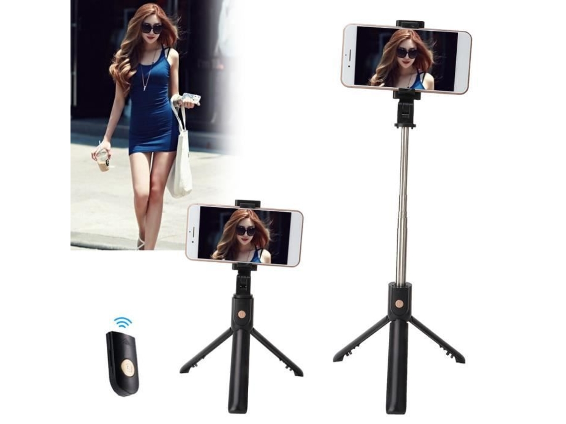 Bastão de Selfie Bastão de Selfie Extensível 2 em 1 com Controle Remoto Bluetooth Removível Bastão de Tripé -Shw