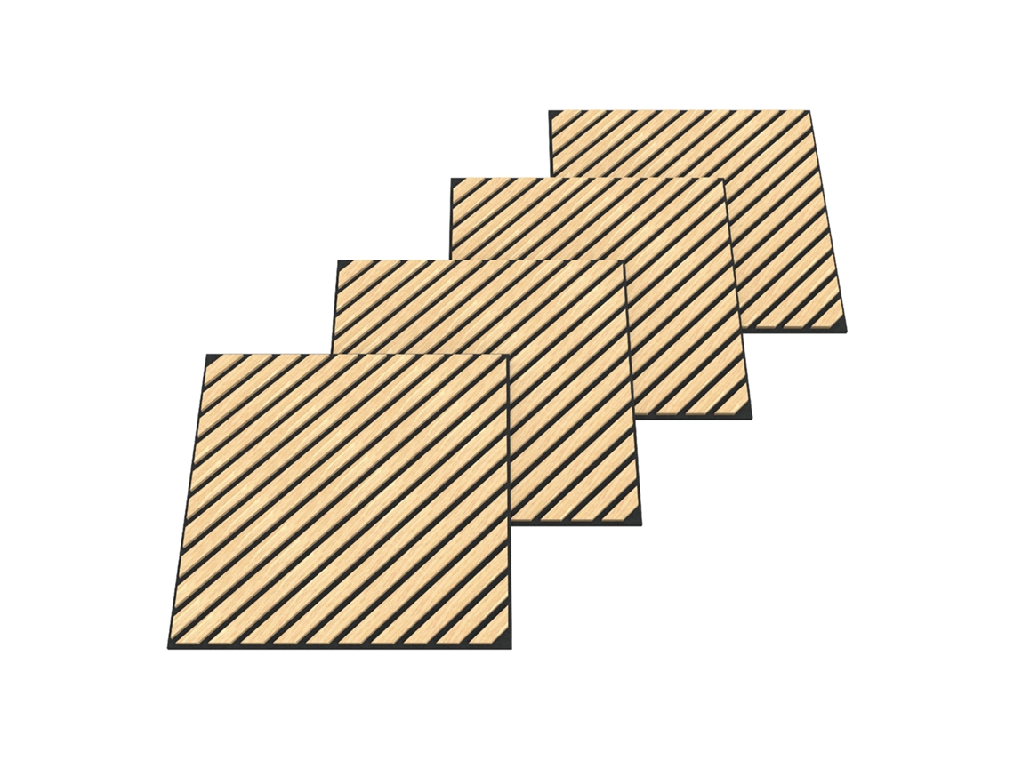 Conjunto de 8 painéis acústicos 3D Vang, 2,88 m², ripas diagonais - carvalho claro, Neu.holz