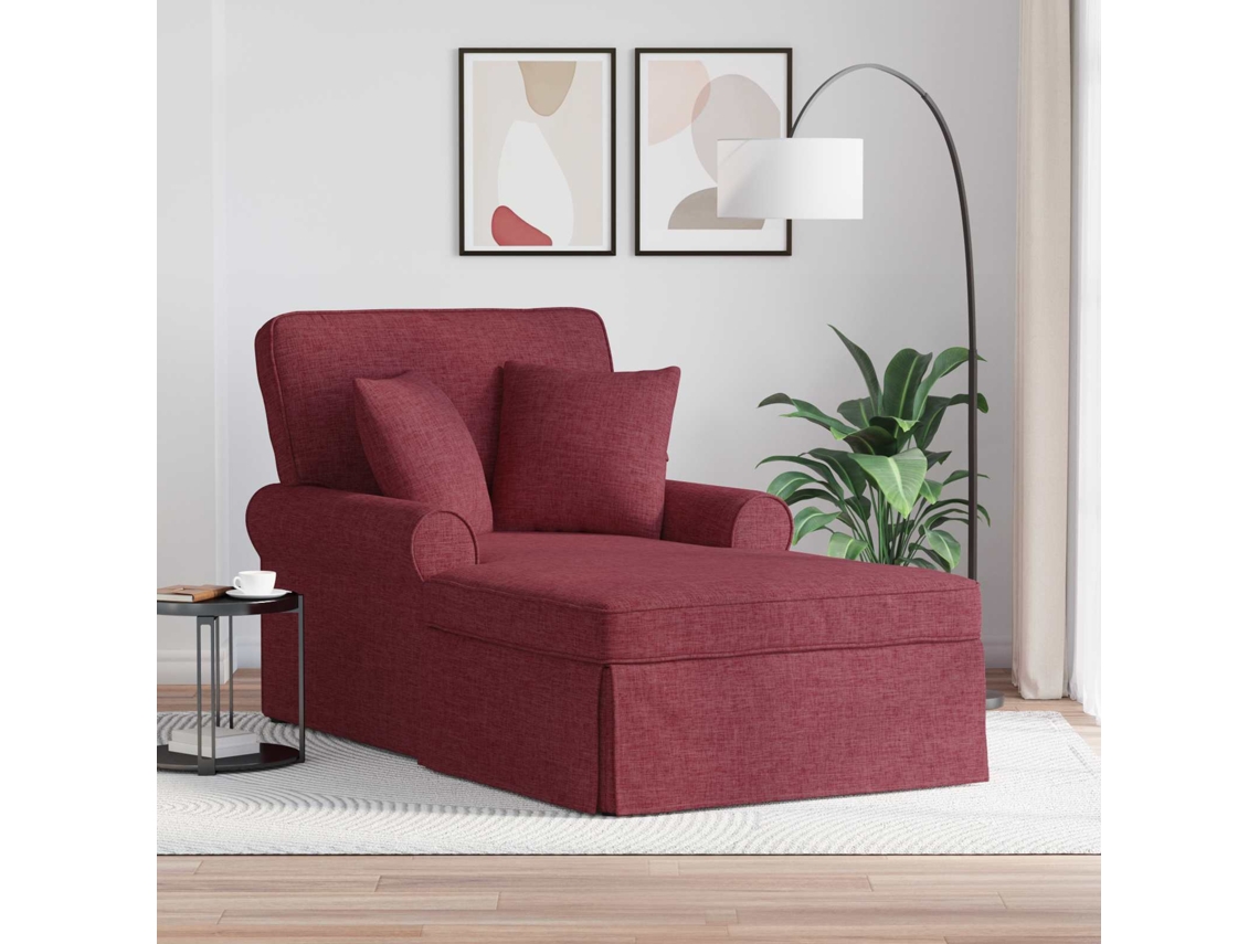 Vidaxl Chaise Lounge Com Saia 3 Unid. Vinho Vermelho Tecido