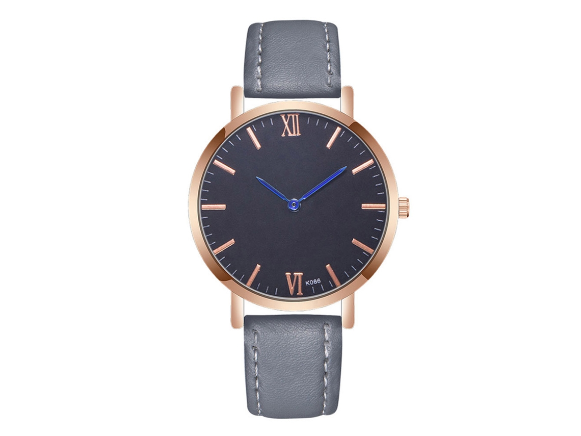 Relógio de Pulso Masculino de Quartzo com Pulseira de Couro Pu Estilo Moderno Cinza