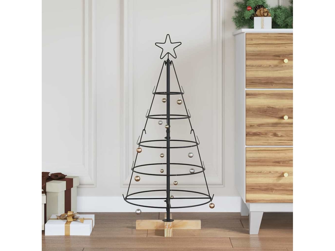 Vidaxl Árvore De Cone De Natal Com Suporte Preto 90 Cm Aço