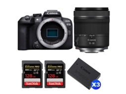 Eos R10 + Rf 15 30mm F4.5 6.3 Is Stm + 2 Sandisk 128gb Uhs ii 300mb/s + 3 Canon Lp e17 + Ebook “20 Dicas para Fotos Que Impressionam” CANON